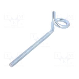 10 pcs : HOH12225 - Hook, ring, steel, zinc, Thread len: 145mm, Overall len: 225mm