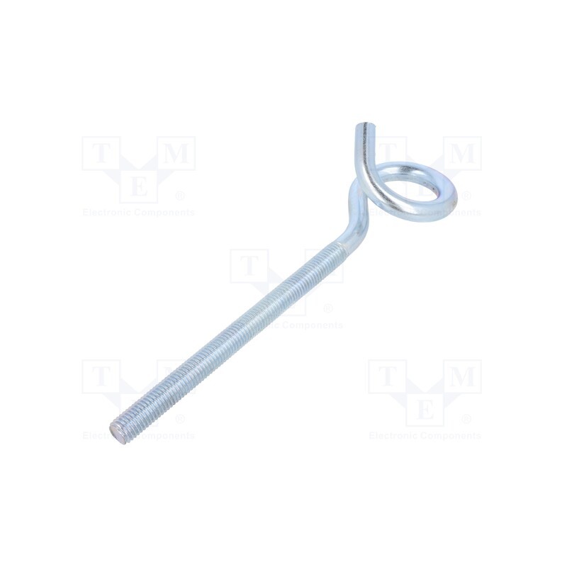 10 pcs : HOH12225 - Hook, ring, steel, zinc, Thread len: 145mm, Overall len: 225mm