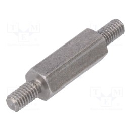 50 pcs : 446X18 - Screwed spacer sleeve, 18mm, Ext.thread: M4, hexagonal