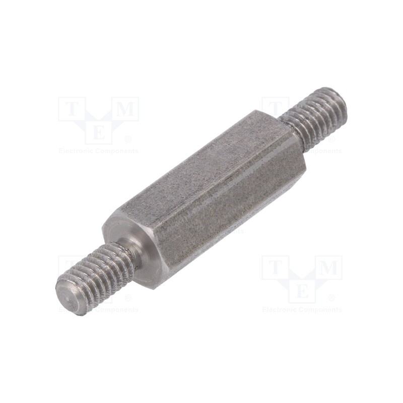 50 pcs : 446X18 - Screwed spacer sleeve, 18mm, Ext.thread: M4, hexagonal