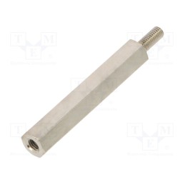 50 pcs : 215X35 - Screwed spacer sleeve, 35mm, Int.thread: M3, Ext.thread: M3, brass