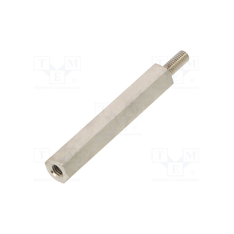 50 pcs : 215X35 - Screwed spacer sleeve, 35mm, Int.thread: M3, Ext.thread: M3, brass