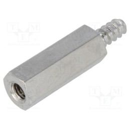 50 pcs : 214ST2.9X15 - Screwed spacer sleeve, 15mm, Int.thread: M3, Ext.thread: ST2,9