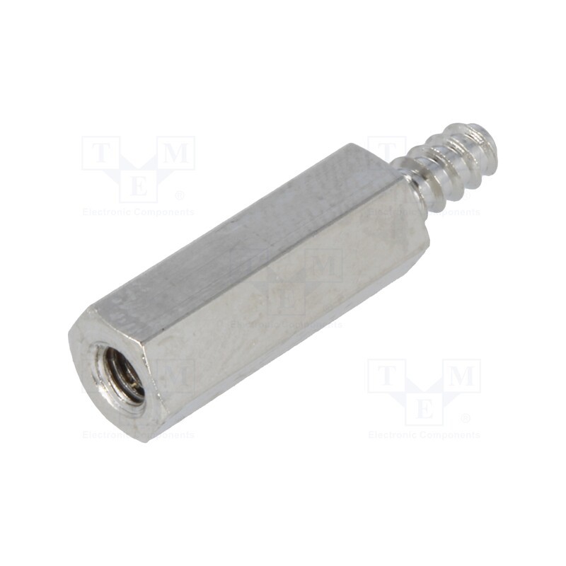 50 pcs : 214ST2.9X15 - Screwed spacer sleeve, 15mm, Int.thread: M3, Ext.thread: ST2,9