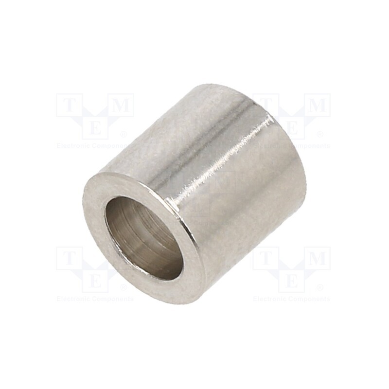 50 pcs : 3110/6,2X10 - Spacer sleeve, 10mm, cylindrical, brass, nickel, Out.diam: 10mm