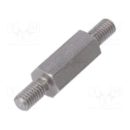 50 pcs : 446X15 - Screwed spacer sleeve, 15mm, Ext.thread: M4, hexagonal
