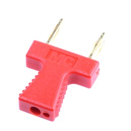 1 pcs - Staubli, KS2 Jumper Male Straight Red Closed Top, Handle Pull 2 Way 1 Row 12mm Pitch