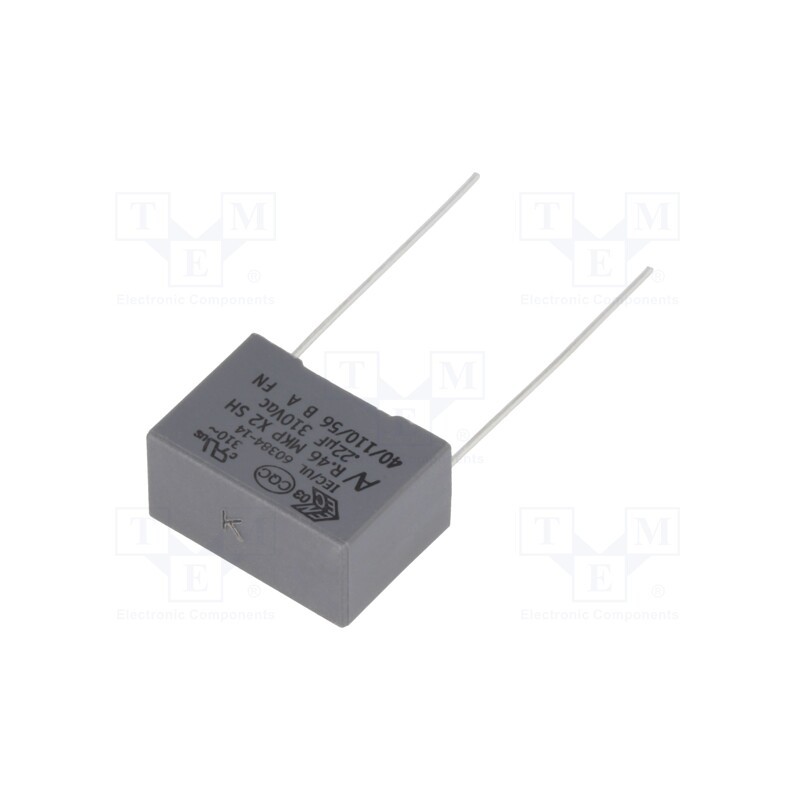 20 pcs : R463I322050L2K - Capacitor: polypropylene, 220nF, 18x9x12.5mm, THT, ±10%, 15mm