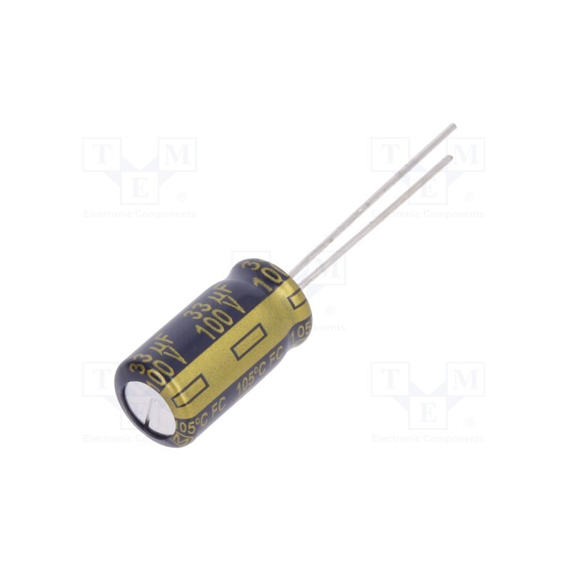20 pcs : EEUFC2A330L - Capacitor: electrolytic, low ESR, THT, 33uF, 100VDC, Ø8x15mm, ±20%