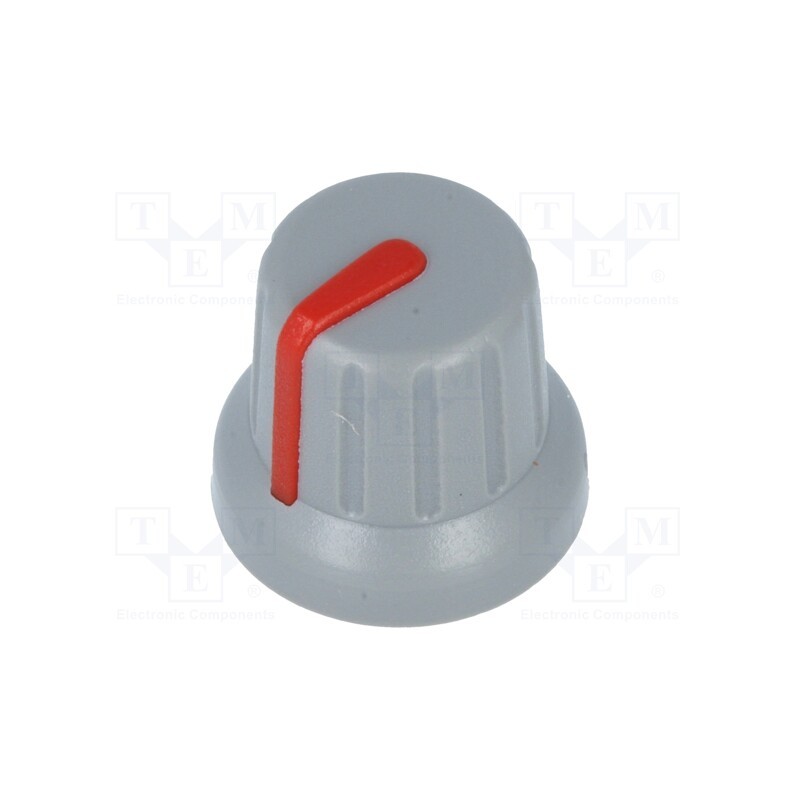 10 pcs : GMN-4SRD - Knob, miniature,with pointer, ABS, Øshaft: 6mm, Ø16x14mm, grey