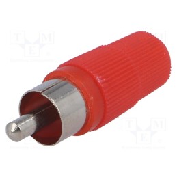 20 pcs : CC-002 - Plug, RCA, male, straight, soldering, red, for cable
