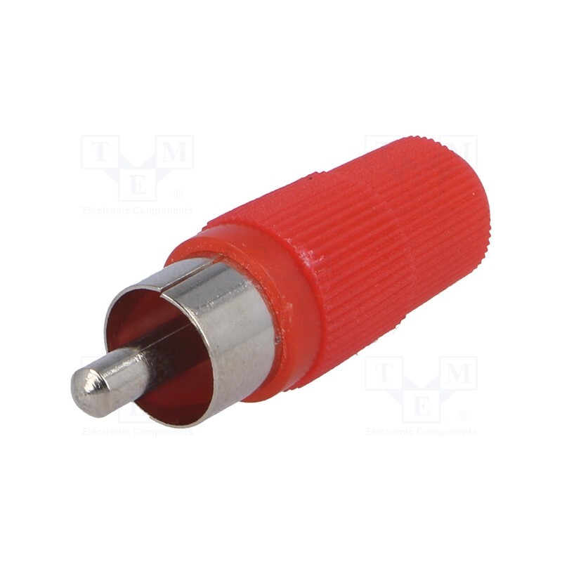 20 pcs : CC-002 - Plug, RCA, male, straight, soldering, red, for cable