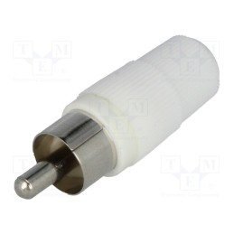 20 pcs : CC-003 - Plug, RCA, male, straight, soldering, white, for cable