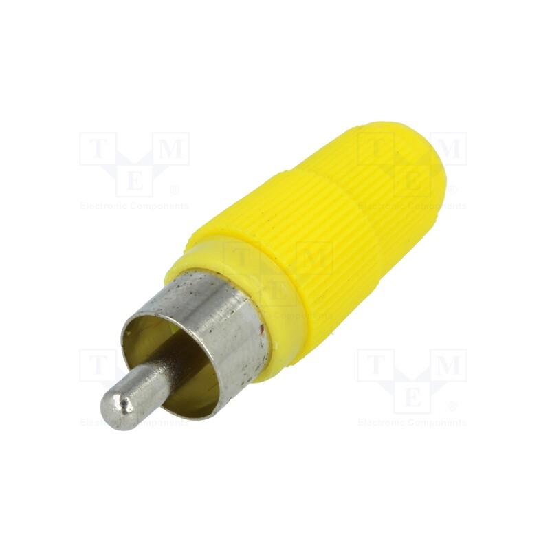 20 pcs : CC-004 - Plug, RCA, male, straight, soldering, yellow, for cable
