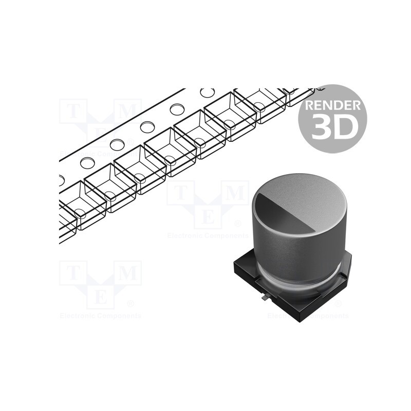 20 pcs : EEEFC1C680P - Capacitor: electrolytic, low ESR, SMD, 68uF, 16VDC, Ø8x6.2mm, ±20%
