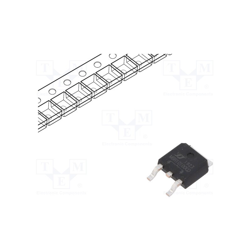 10 pcs : MBR10100CD - Diode: Schottky rectifying, SMD, 100V, 5Ax2, TO252,
