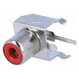 10 pcs : CC-132-R/1 - Socket, RCA, female, MINI, angled 90°, THT, Marker: red