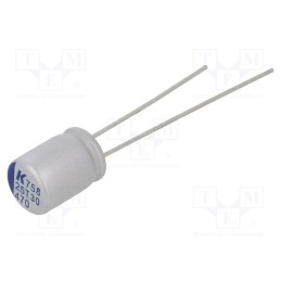 50 pcs : A758EK477M0EAAE018 - Capacitor: polymer, low ESR, 470uF, 2.5VDC, ESR: 18mΩ, A758, THT