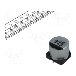 10 pcs : EEHZC1J100P - Capacitor: hybrid, 10uF, 63VDC, ESR: 120mΩ, ZC, SMD, ±20%, -55÷125°C