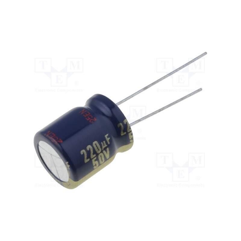10 pcs : EEUFC1H221S - Capacitor: electrolytic, low ESR, THT, 220uF, 50VDC, Ø12x15mm, ±20%