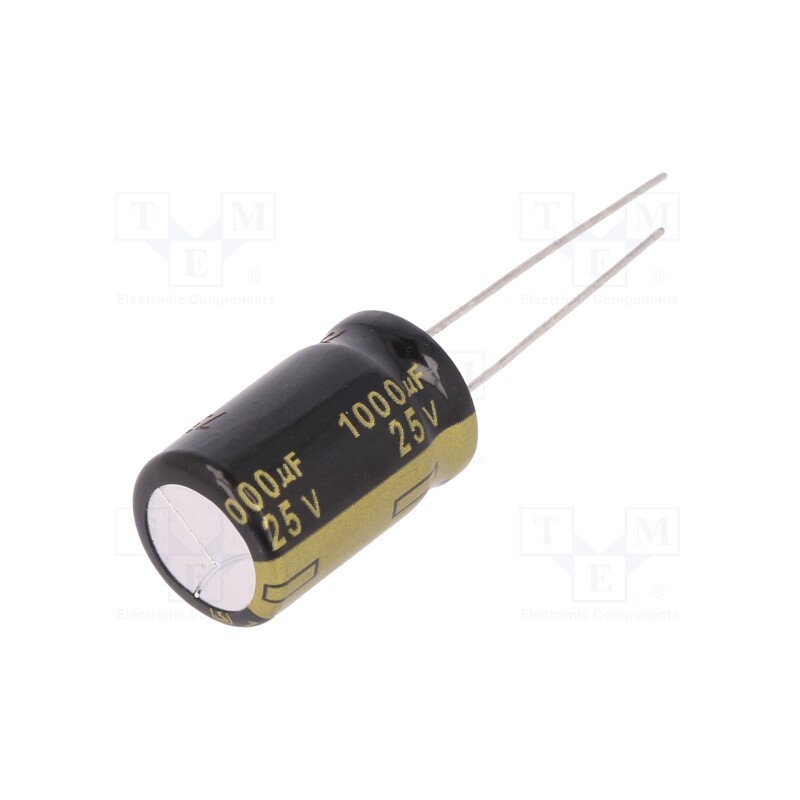 10 pcs : EEUFM1E102 - Capacitor: electrolytic, low ESR, THT, 1000uF, 25VDC, Ø12.5x20mm