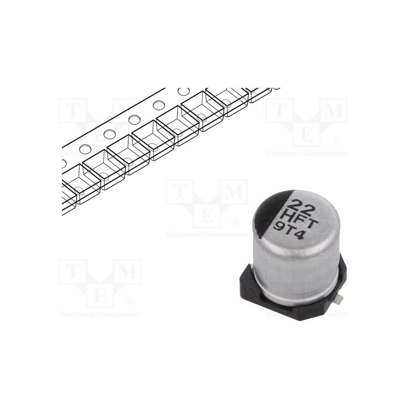 50 pcs : EEEFT1H220AR - Capacitor: electrolytic, low ESR, SMD, 22uF, 50VDC, Ø5x5.8mm, ±20%