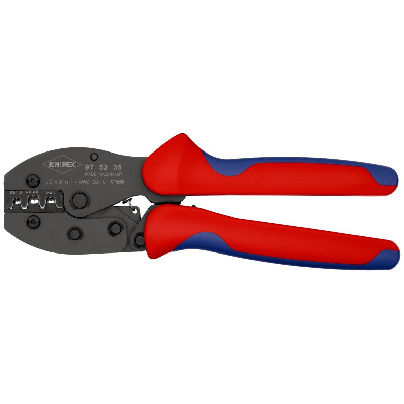 1 pcs - Knipex PreciForce Hand Ratcheting Crimp Tool for Uninsulated Open Barrel Terminals, 0.5 - 6mm² Wire