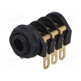 10 pcs : CL12207 J/SKT S2/BBB BLK - Socket, Jack 6,3mm, female, stereo,with triple switch, ways: 3