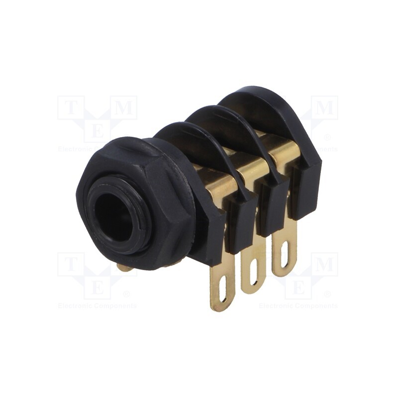 10 pcs : CL12207 J/SKT S2/BBB BLK - Socket, Jack 6,3mm, female, stereo,with triple switch, ways: 3