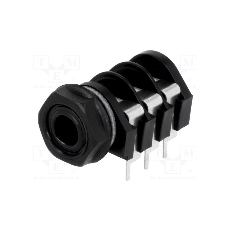10 pcs : CL1232A - Socket, Jack 6,3mm, female, ways: 3, angled 90°, THT, S2