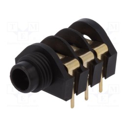 10 pcs : CL12345 - Socket, Jack 6,3mm, female, ways: 3, angled 90°, THT, gold-plated