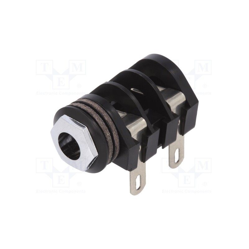 10 pcs : CL1282A - Socket, Jack 6,3mm, female, mono, ways: 2, angled 90°, soldering, S4