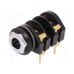 10 pcs : CL1308G - Socket, Jack 6,3mm, female, mono,with double switch, ways: 2, THT