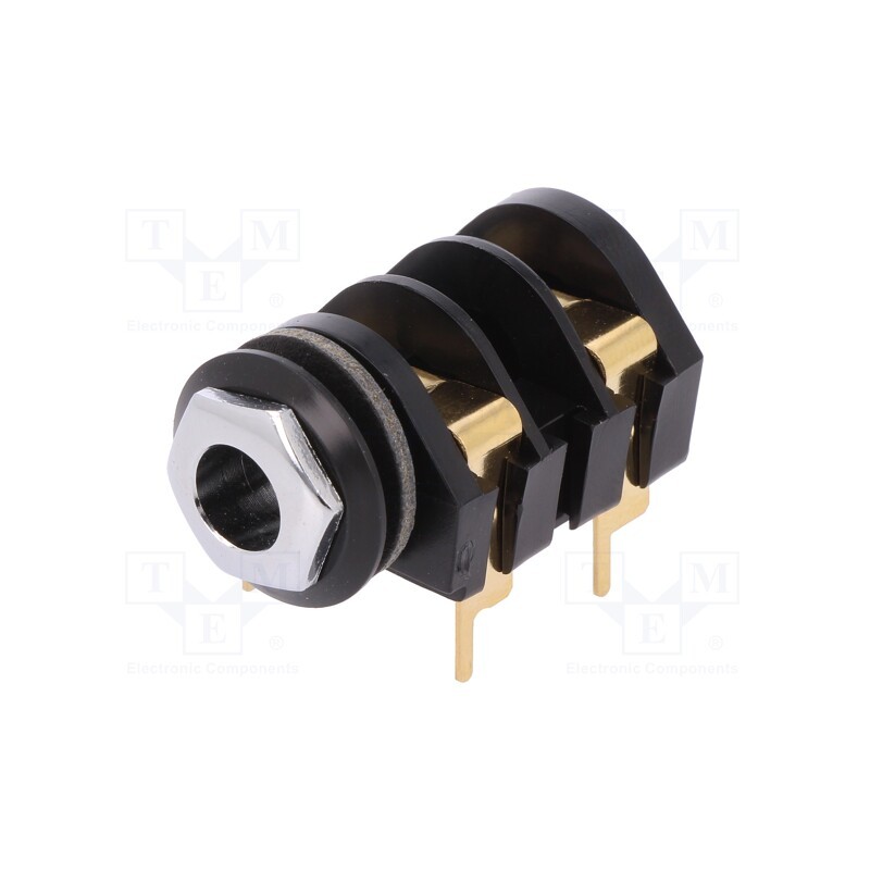 10 pcs : CL1308G - Socket, Jack 6,3mm, female, mono,with double switch, ways: 2, THT