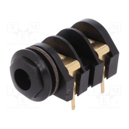 10 pcs : CL13106G - Socket, Jack 6,3mm, female, mono,with double switch, ways: 2, THT