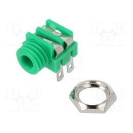 10 pcs : CL1382G - Socket, Jack 3,5mm, female, mono, ways: 2, angled 90°, soldering