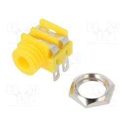 10 pcs : CL1382Y - Socket, Jack 3,5mm, female, mono, ways: 2, angled 90°, soldering