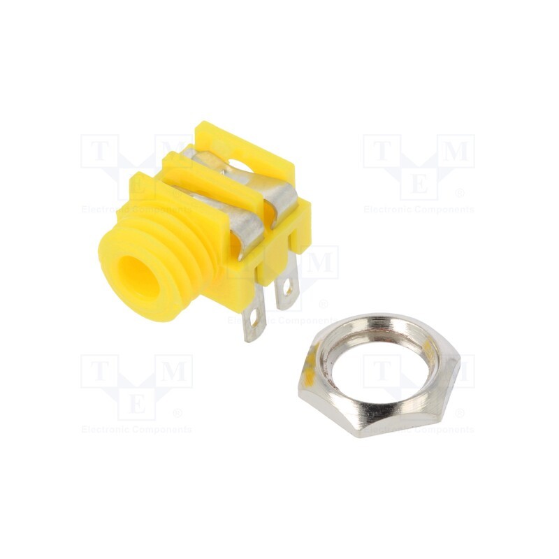 10 pcs : CL1382Y - Socket, Jack 3,5mm, female, mono, ways: 2, angled 90°, soldering