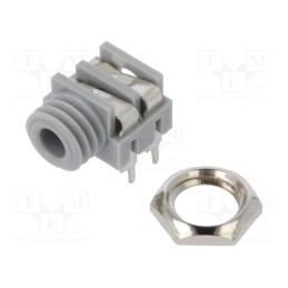 10 pcs : CL1384A - Socket, Jack 3,5mm, female, mono, ways: 2, angled 90°, THT, grey, S6