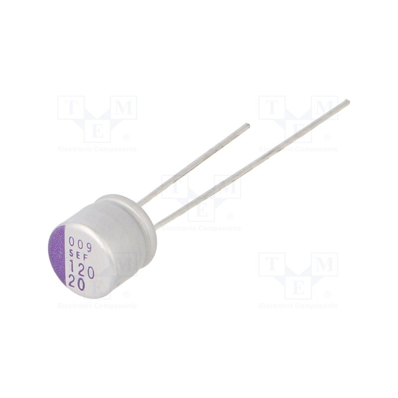 10 pcs : 20SEF120M - Capacitor: polymer, 120uF, 20VDC, SEF, THT, ±20%, -55÷125°C, 1000h