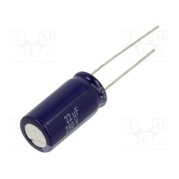10 pcs : ECA2EM220 - Capacitor: electrolytic, THT, 22uF, 250VDC, Ø10x20mm, Pitch: 5mm