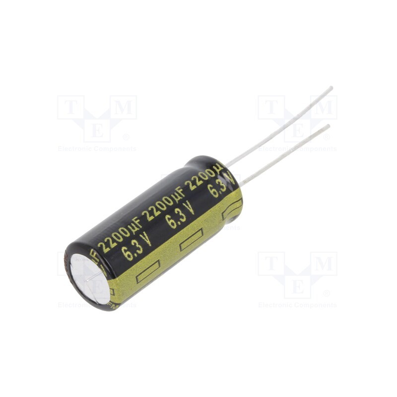10 pcs : EEUFM0J222L - Capacitor: electrolytic, low ESR, THT, 2200uF, 6.3VDC, Ø10x25mm