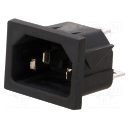 10 pcs : CL19193 - Connector: AC supply, socket, male, 10A, 250VAC, IEC 60320, C14 (E)