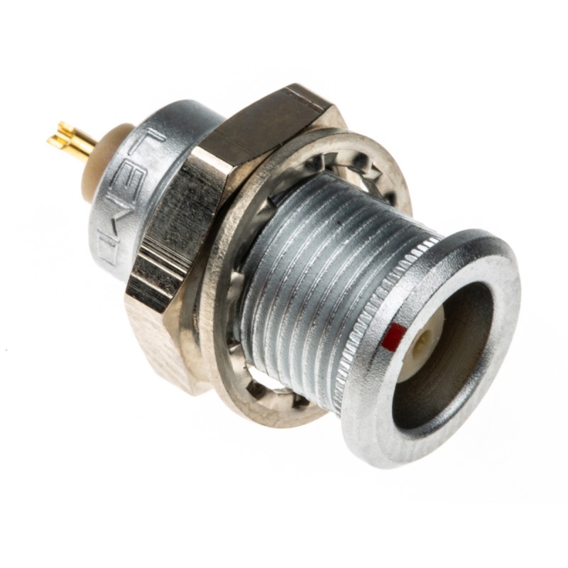 1 pcs - Lemo Circular Connector, 2 Contacts, Panel Mount, Socket, Female, IP50, 00 B Series