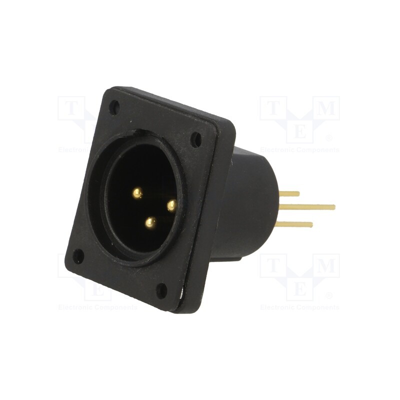 10 pcs : CP30061 - Socket, XLR, male, PIN: 3, straight, sealed, flange (4 holes),screw