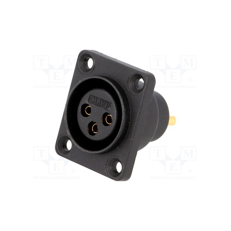 10 pcs : CP30070 - Socket, XLR, female, PIN: 3, sealed, flange (4 holes),screw, 5A