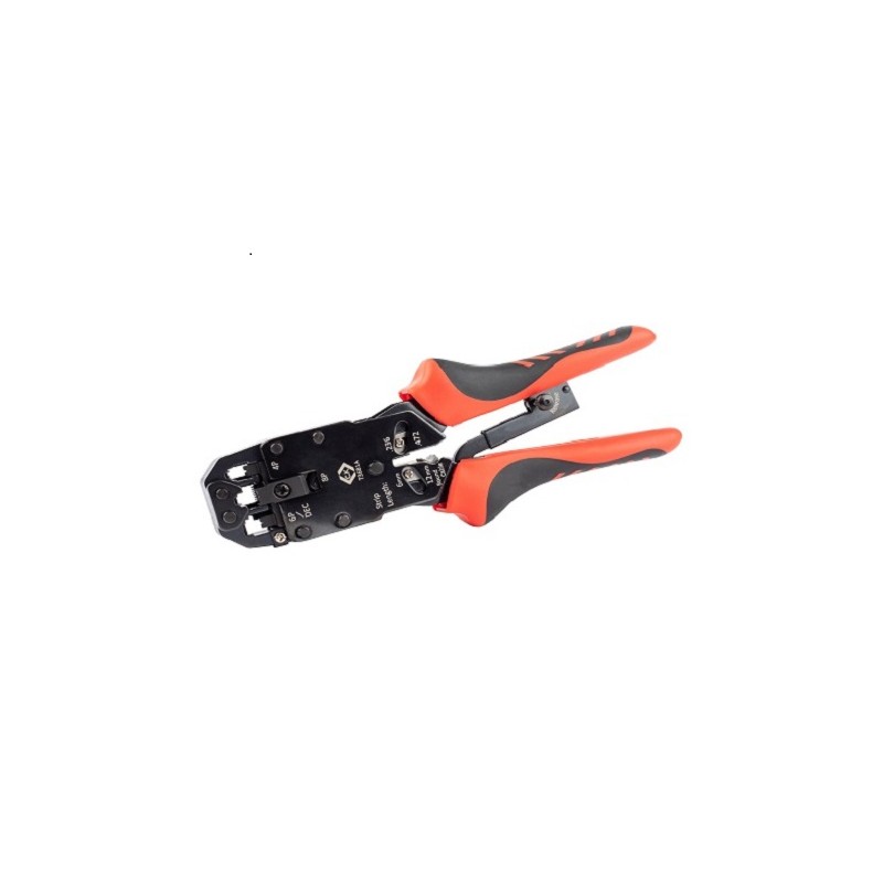 1 pcs - CK Ratchet Crimping Pliers Hand Crimp Tool for RJ11 Connectors, RJ12 Connectors, RJ45 Connectors