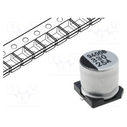 50 pcs : CA1E337M10010VR - Capacitor: electrolytic, SMD, 330uF, 25VDC, Ø10x10mm, ±20%, 5000h