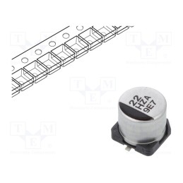 10 pcs : EEHZA1H220P - Capacitor: hybrid, 22uF, 50VDC, ESR: 80mΩ, ZA, SMD, ±20%, -55÷105°C