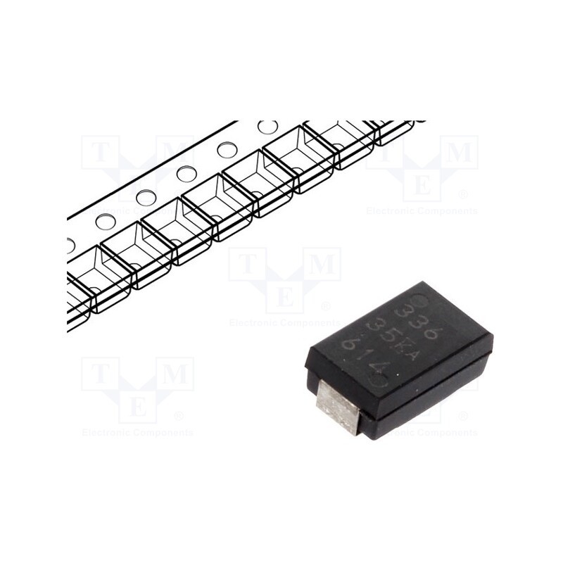 10 pcs : T591D107M010ATE025 - Capacitor: tantalum-polymer, low ESR, 100uF, 10VDC, D, 2917, SMD